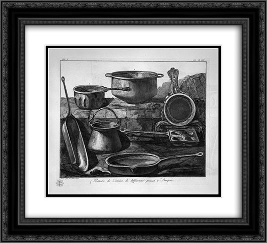Kitchen utensils 22x20 Black Ornate Wood Framed Art Print Poster with Double Matting by Piranesi, Giovanni Battista