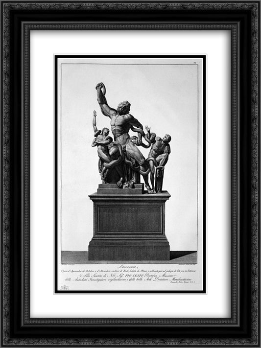 Laocoon 18x24 Black Ornate Wood Framed Art Print Poster with Double Matting by Piranesi, Giovanni Battista