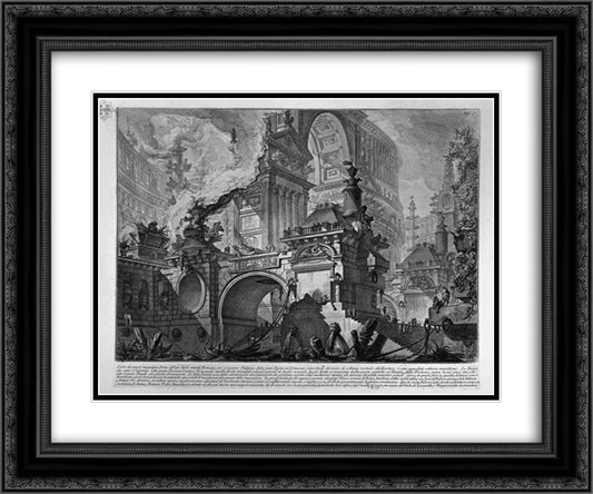 Large part of the magnificent doorway 24x20 Black Ornate Wood Framed Art Print Poster with Double Matting by Piranesi, Giovanni Battista