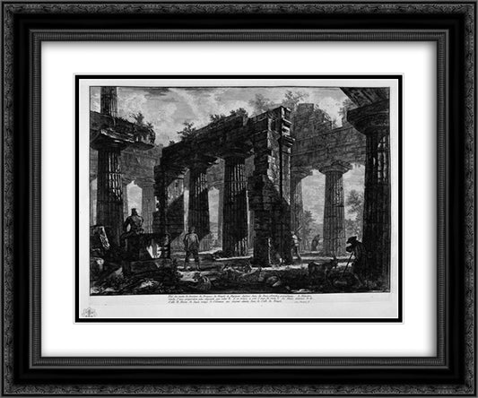 Leftovers behind the pronaos of which the above table 24x20 Black Ornate Wood Framed Art Print Poster with Double Matting by Piranesi, Giovanni Battista