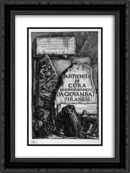 Lights of glasses, or measures established by the ancients to the granting of water pipelines 18x24 Black Ornate Wood Framed Art Print Poster with Double Matting by Piranesi, Giovanni Battista