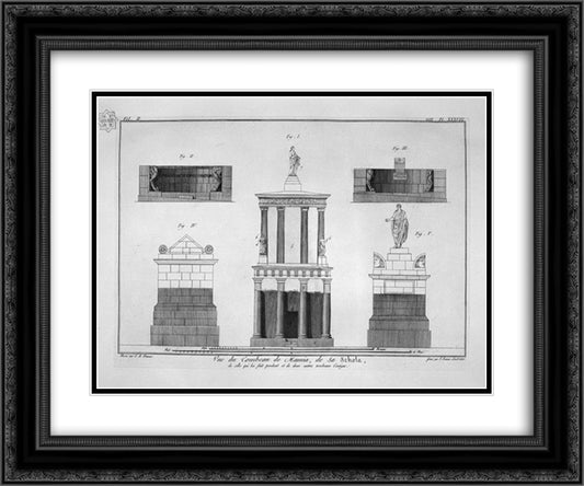 Longitudinal section of the staircase leading to the tomb aforesaid 24x20 Black Ornate Wood Framed Art Print Poster with Double Matting by Piranesi, Giovanni Battista