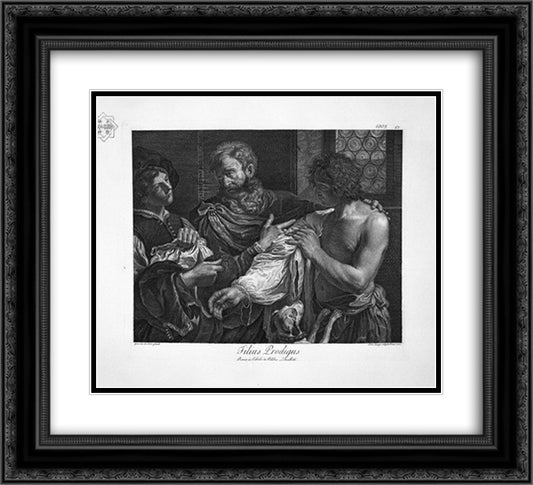 Lot, by Guido Reni 22x20 Black Ornate Wood Framed Art Print Poster with Double Matting by Piranesi, Giovanni Battista
