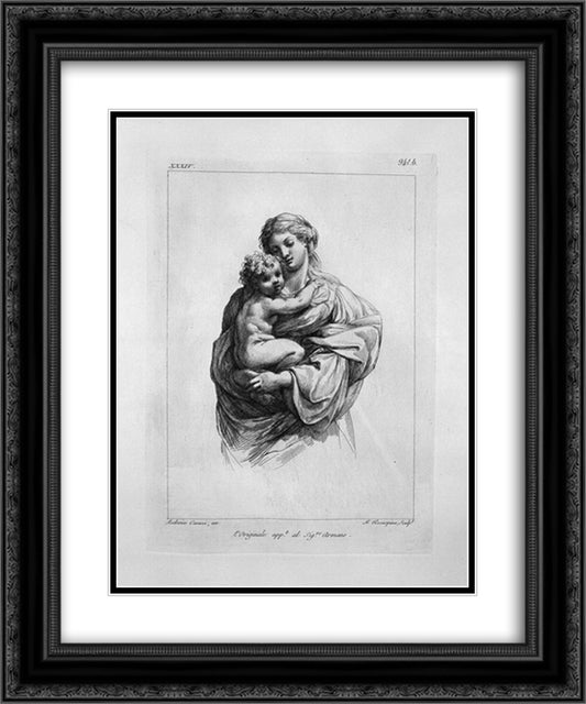Madonna and Child 20x24 Black Ornate Wood Framed Art Print Poster with Double Matting by Piranesi, Giovanni Battista