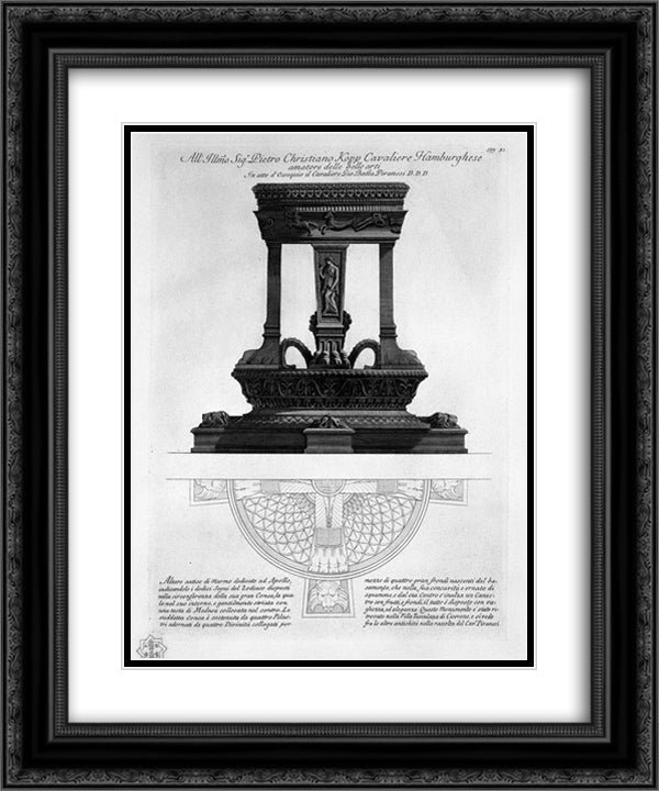 Marble tripod dedicated to Apollo, found in the Villa of Cicero Tuscolana 20x24 Black Ornate Wood Framed Art Print Poster with Double Matting by Piranesi, Giovanni Battista