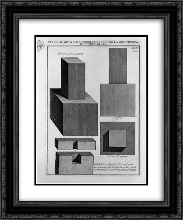 Metal pin in the room 20x24 Black Ornate Wood Framed Art Print Poster with Double Matting by Piranesi, Giovanni Battista
