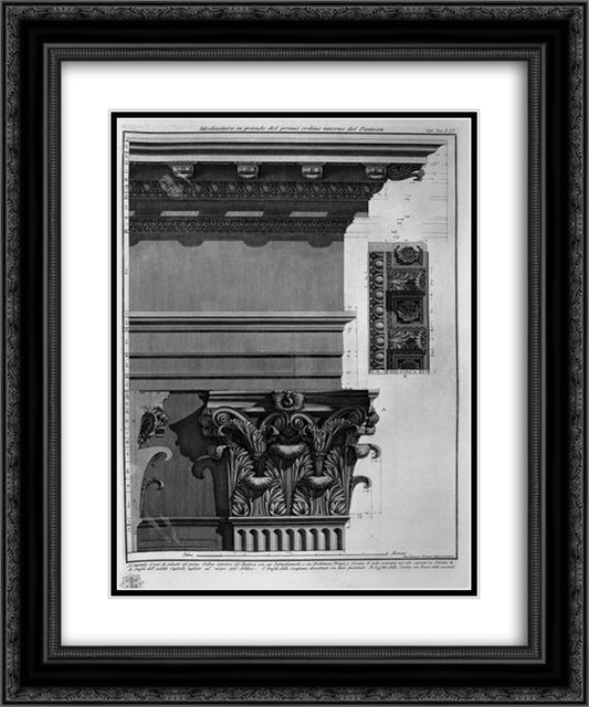 Modinatura in great internal order of the first of the Pantheon 20x24 Black Ornate Wood Framed Art Print Poster with Double Matting by Piranesi, Giovanni Battista