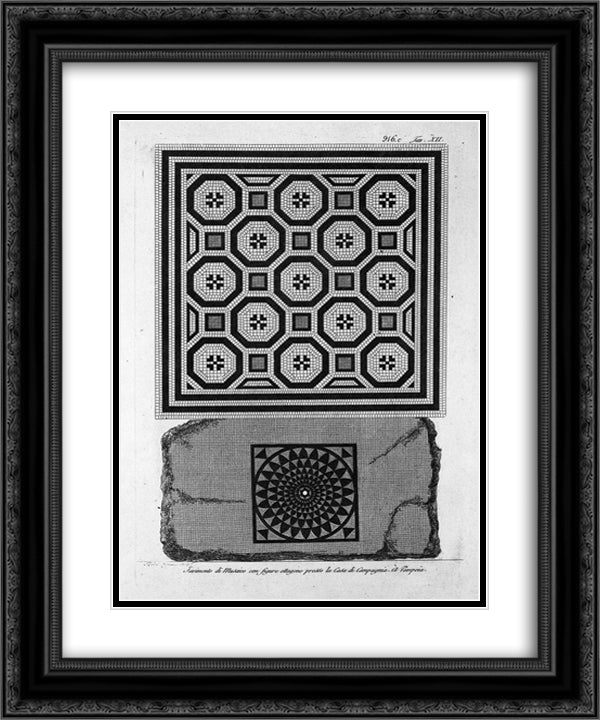 Musaico floor-length in the country house of Stella 20x24 Black Ornate Wood Framed Art Print Poster with Double Matting by Piranesi, Giovanni Battista