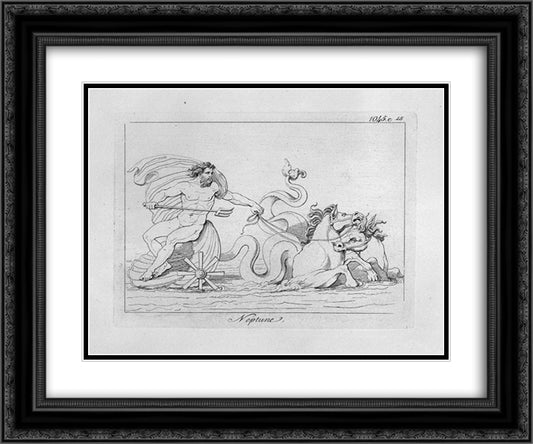 Neptune 24x20 Black Ornate Wood Framed Art Print Poster with Double Matting by Piranesi, Giovanni Battista