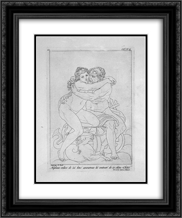 Neptune and Thetis 20x24 Black Ornate Wood Framed Art Print Poster with Double Matting by Piranesi, Giovanni Battista