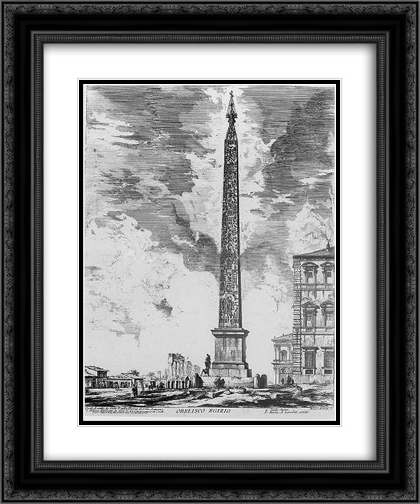 Obelisk lateran 20x24 Black Ornate Wood Framed Art Print Poster with Double Matting by Piranesi, Giovanni Battista