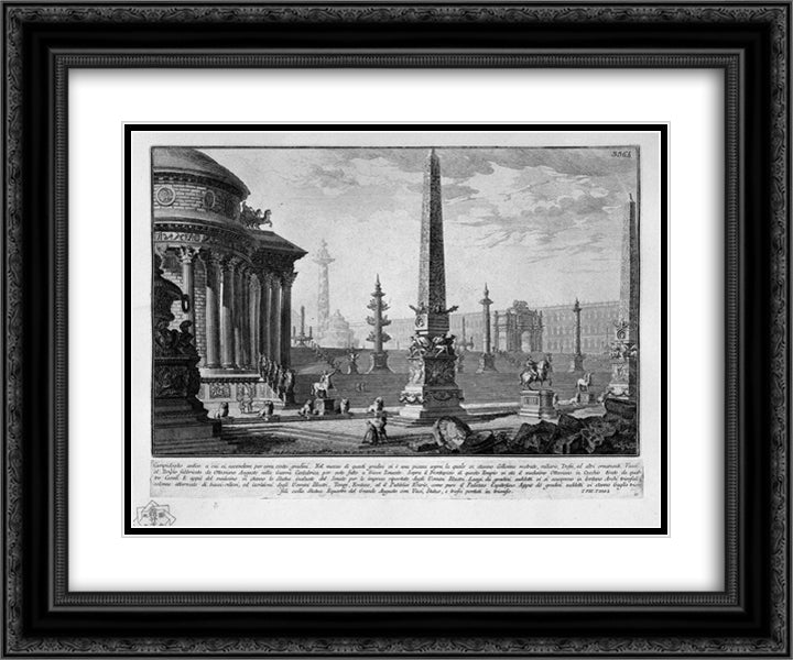 Old Capitol that was lit for about one hundred steps 24x20 Black Ornate Wood Framed Art Print Poster with Double Matting by Piranesi, Giovanni Battista