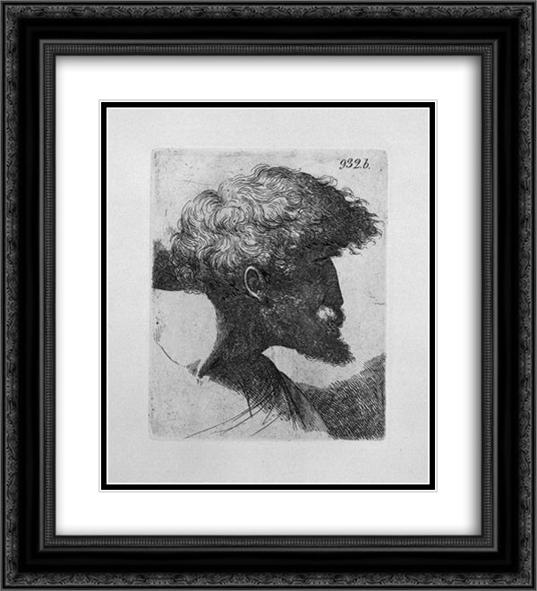 Old man`s head in profile 20x22 Black Ornate Wood Framed Art Print Poster with Double Matting by Piranesi, Giovanni Battista
