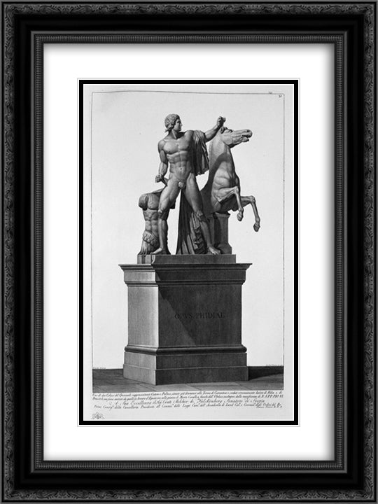 One of the Dioscuri of the Quirinal 18x24 Black Ornate Wood Framed Art Print Poster with Double Matting by Piranesi, Giovanni Battista