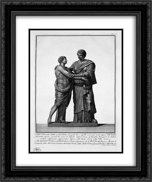 Orestes and Electra 20x24 Black Ornate Wood Framed Art Print Poster with Double Matting by Piranesi, Giovanni Battista