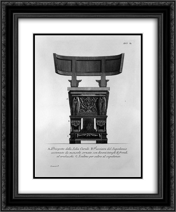 Other statement of the curule chair, already illustrated in the preceding tables 20x24 Black Ornate Wood Framed Art Print Poster with Double Matting by Piranesi, Giovanni Battista
