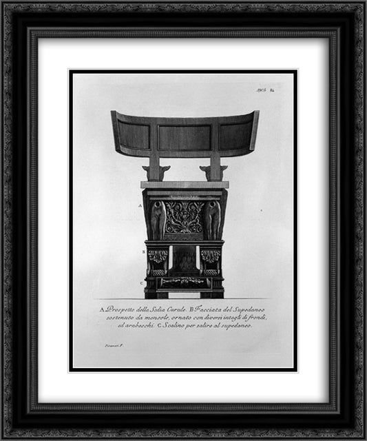 Other statement of the curule chair, already illustrated in the preceding tables 20x24 Black Ornate Wood Framed Art Print Poster with Double Matting by Piranesi, Giovanni Battista
