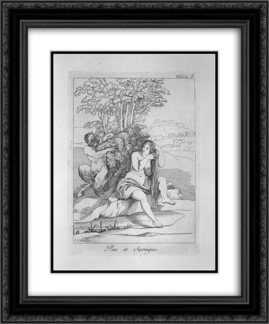 Pan and Syrinx 20x24 Black Ornate Wood Framed Art Print Poster with Double Matting by Piranesi, Giovanni Battista