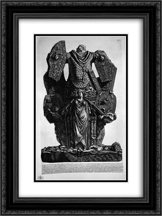 Part of the ancient Via Appia outside the Porta of St. Sebastian about three miles 18x24 Black Ornate Wood Framed Art Print Poster with Double Matting by Piranesi, Giovanni Battista