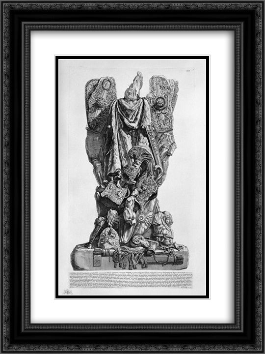 Part of the ancient Via Appia outside the Porta St. Sebastian about three miles 18x24 Black Ornate Wood Framed Art Print Poster with Double Matting by Piranesi, Giovanni Battista