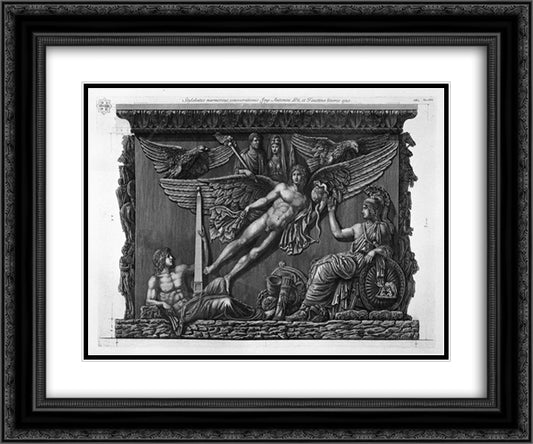 Pedestal of the same relief (two branches) 24x20 Black Ornate Wood Framed Art Print Poster with Double Matting by Piranesi, Giovanni Battista