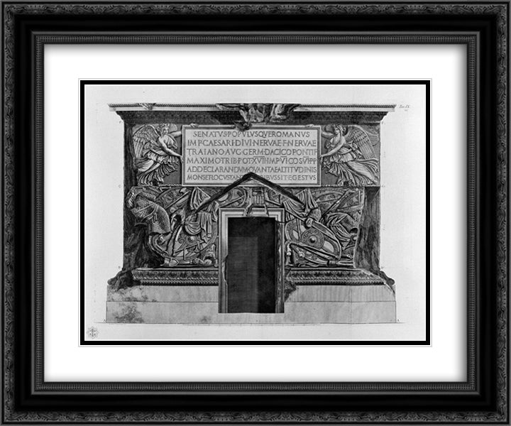 Pedestal of Trajan`s Column 24x20 Black Ornate Wood Framed Art Print Poster with Double Matting by Piranesi, Giovanni Battista