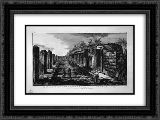 Perspective view of a hotel 24x18 Black Ornate Wood Framed Art Print Poster with Double Matting by Piranesi, Giovanni Battista
