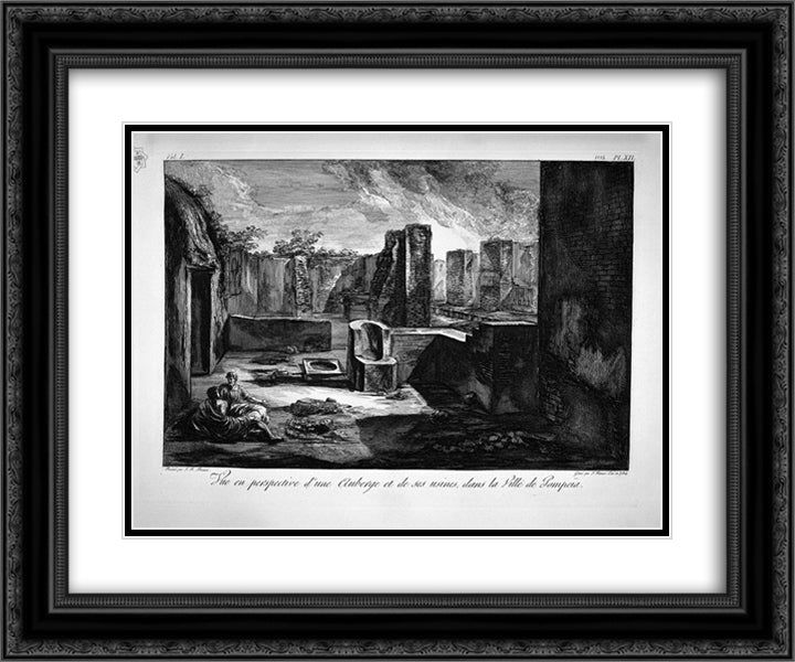 Perspective view of Thermopolium 24x20 Black Ornate Wood Framed Art Print Poster with Double Matting by Piranesi, Giovanni Battista