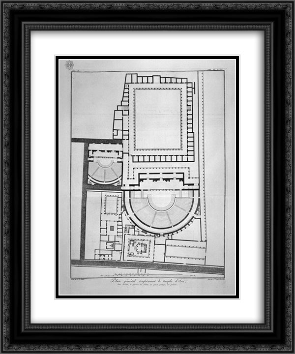 Piano prospettico del capitello all`ingresso della casa prospiciente la Basilica 20x24 Black Ornate Wood Framed Art Print Poster with Double Matting by Piranesi, Giovanni Battista