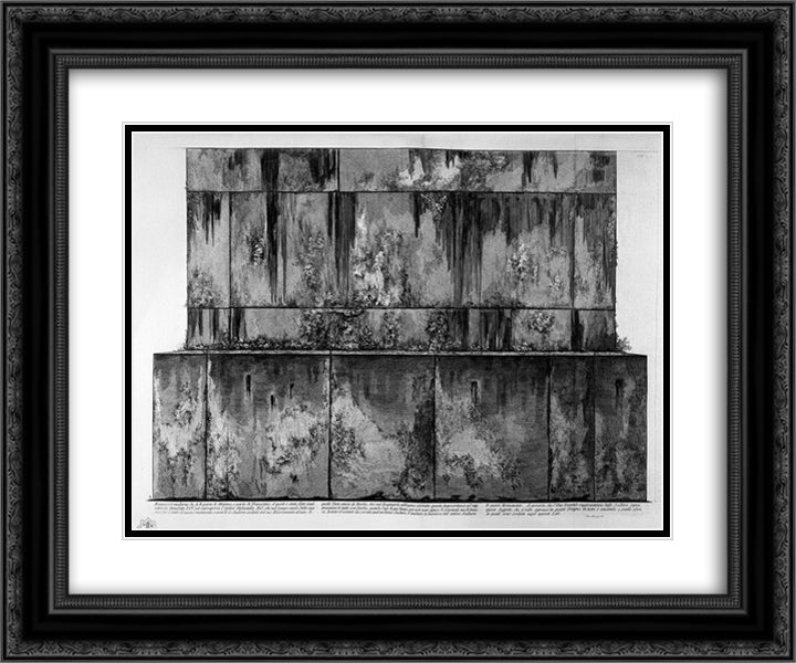 Piedeistallo other side of the relief (two branches) 24x20 Black Ornate Wood Framed Art Print Poster with Double Matting by Piranesi, Giovanni Battista
