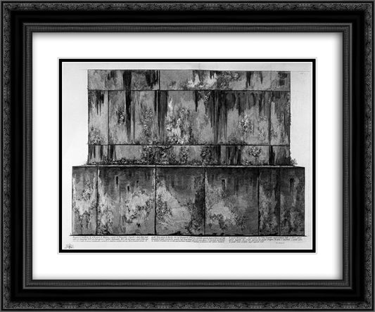 Piedeistallo other side of the relief (two branches) 24x20 Black Ornate Wood Framed Art Print Poster with Double Matting by Piranesi, Giovanni Battista