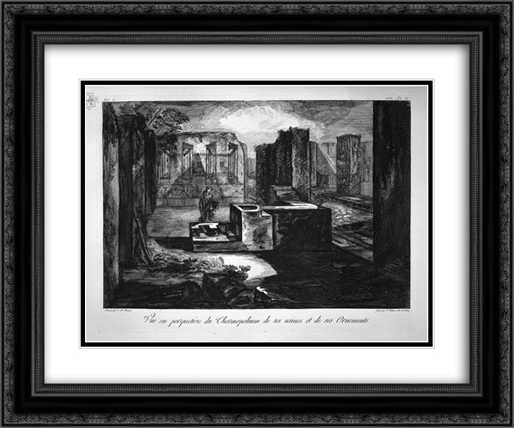 Plan and elevation of a restaurant 24x20 Black Ornate Wood Framed Art Print Poster with Double Matting by Piranesi, Giovanni Battista