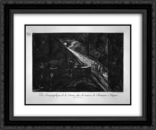 Plan and elevation of the kitchen in the same 24x20 Black Ornate Wood Framed Art Print Poster with Double Matting by Piranesi, Giovanni Battista