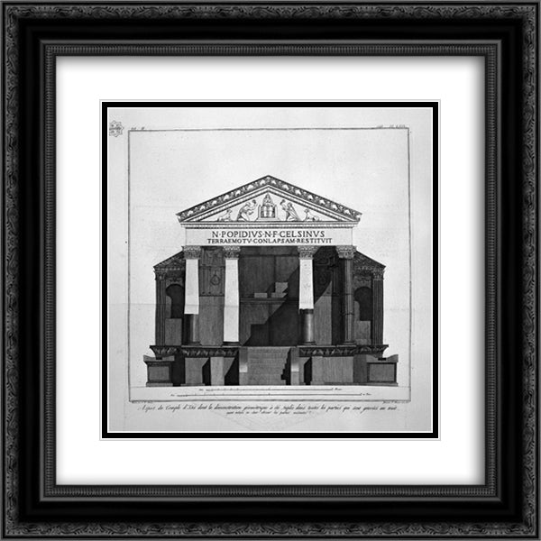 Plan in the great Temple of Isis 20x20 Black Ornate Wood Framed Art Print Poster with Double Matting by Piranesi, Giovanni Battista