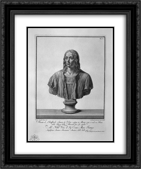 Portrait of Raffaele Lanzio da Vitine 20x24 Black Ornate Wood Framed Art Print Poster with Double Matting by Piranesi, Giovanni Battista
