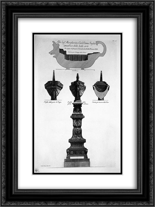 Profiles and sections of the ship above 18x24 Black Ornate Wood Framed Art Print Poster with Double Matting by Piranesi, Giovanni Battista
