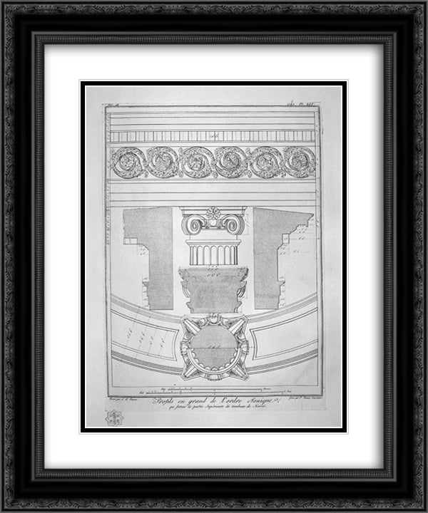 Profiles in large Doric order constituting the bottom of the tomb of Mamia 20x24 Black Ornate Wood Framed Art Print Poster with Double Matting by Piranesi, Giovanni Battista