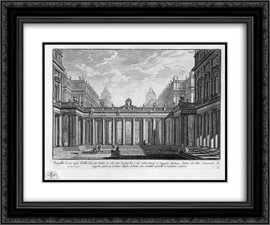 Prospect of a royal courtyard with a loggia in the middle 24x20 Black Ornate Wood Framed Art Print Poster with Double Matting by Piranesi, Giovanni Battista