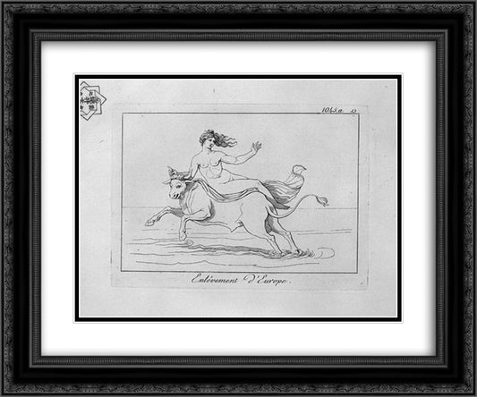 Rape of Europe 24x20 Black Ornate Wood Framed Art Print Poster with Double Matting by Piranesi, Giovanni Battista