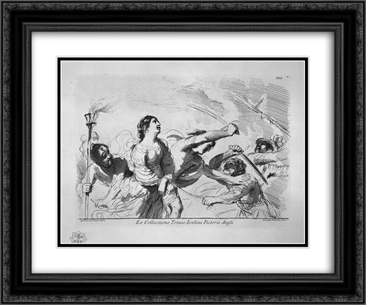 Release of a prisoner 24x20 Black Ornate Wood Framed Art Print Poster with Double Matting by Piranesi, Giovanni Battista