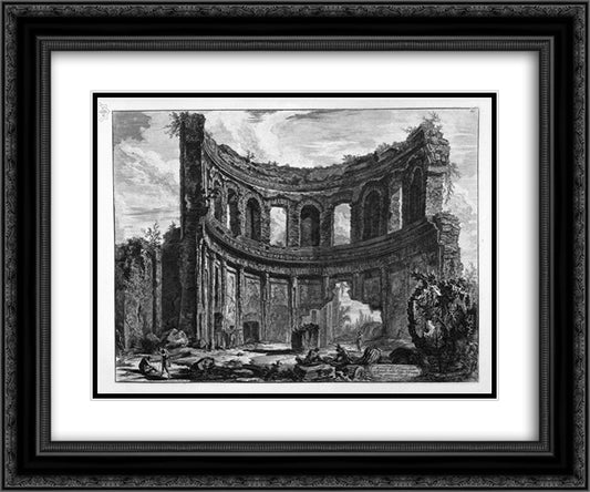 Remains of the Temple of Apollo said in Hadrian`s Villa near Tivoli 24x20 Black Ornate Wood Framed Art Print Poster with Double Matting by Piranesi, Giovanni Battista