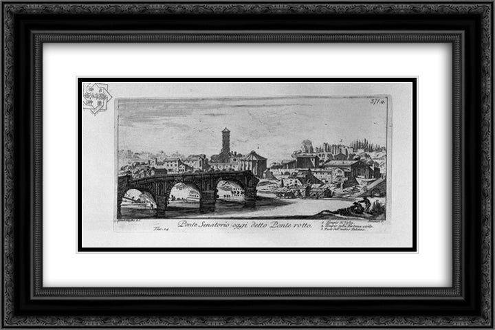 Remains of the Temple of Jupiter Stator 24x16 Black Ornate Wood Framed Art Print Poster with Double Matting by Piranesi, Giovanni Battista