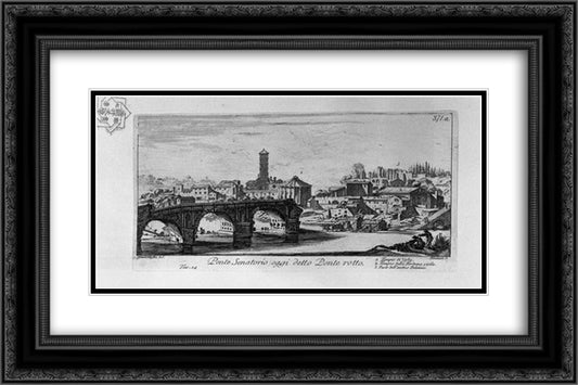 Remains of the Temple of Jupiter Stator 24x16 Black Ornate Wood Framed Art Print Poster with Double Matting by Piranesi, Giovanni Battista