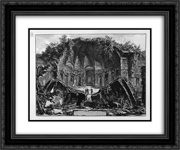 Remains of the Temple of the God Canopus in Hadrian`s Villa at Tivoli 24x20 Black Ornate Wood Framed Art Print Poster with Double Matting by Piranesi, Giovanni Battista