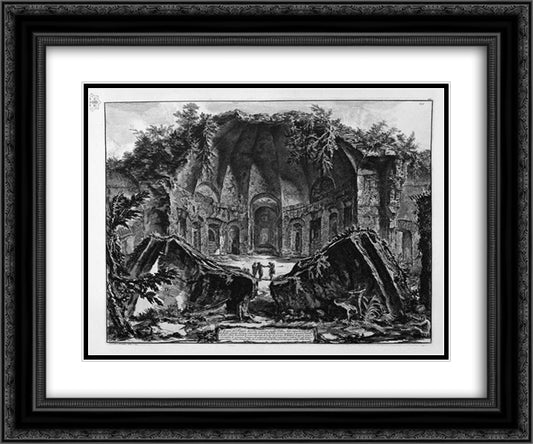 Remains of the Temple of the God Canopus in Hadrian`s Villa at Tivoli 24x20 Black Ornate Wood Framed Art Print Poster with Double Matting by Piranesi, Giovanni Battista