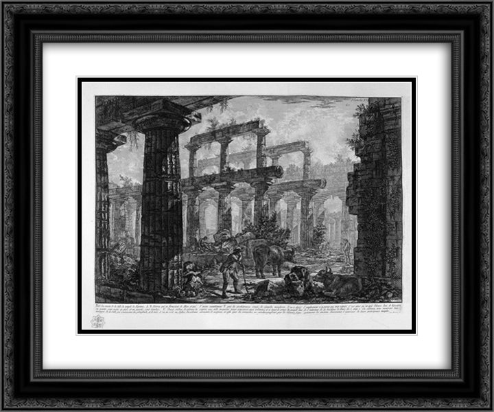 Remains of the Temple of the same cell 24x20 Black Ornate Wood Framed Art Print Poster with Double Matting by Piranesi, Giovanni Battista
