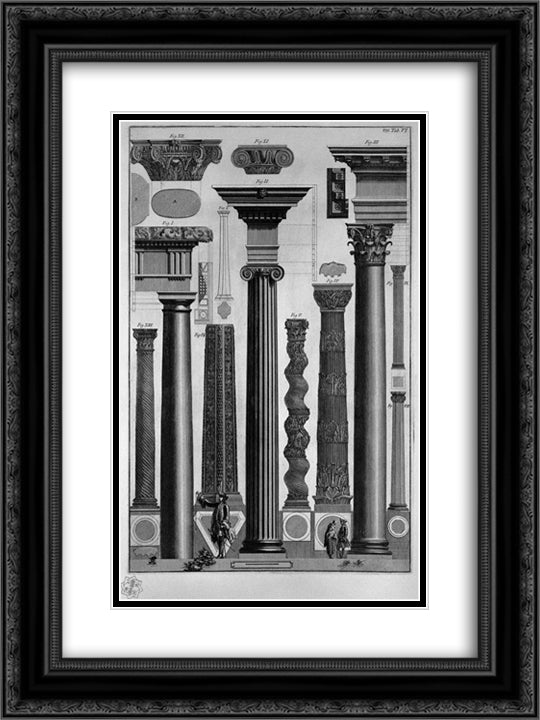 Reports and symmetries of Greek taken from ancient monuments 18x24 Black Ornate Wood Framed Art Print Poster with Double Matting by Piranesi, Giovanni Battista