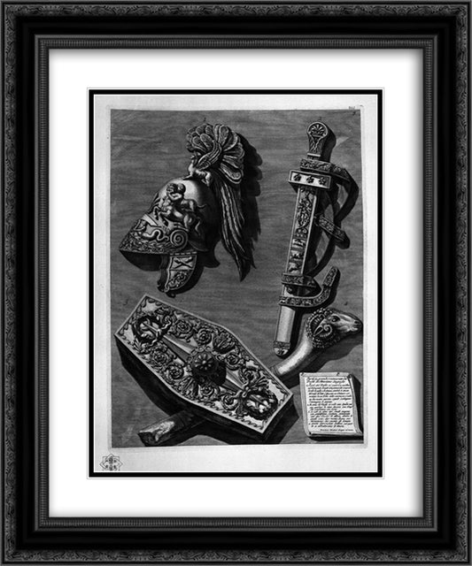 Restored in large parts of the trophies of Octavian Augustus 20x24 Black Ornate Wood Framed Art Print Poster with Double Matting by Piranesi, Giovanni Battista