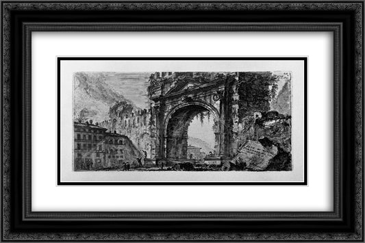 Rimini bridge manufactured by the Emperors Augustus and Tiberius 24x16 Black Ornate Wood Framed Art Print Poster with Double Matting by Piranesi, Giovanni Battista