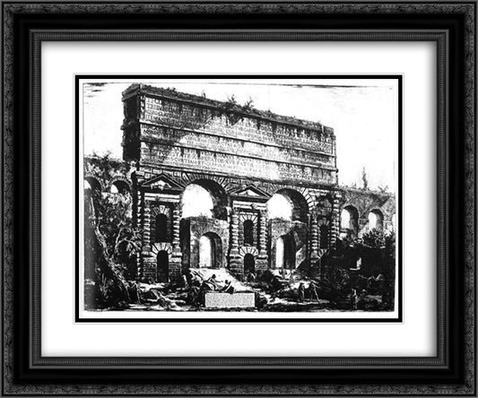 Rome. Porta Maggiore. 24x20 Black Ornate Wood Framed Art Print Poster with Double Matting by Piranesi, Giovanni Battista
